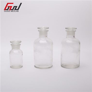 Bouteille de réactif en verre avec couvercle en verre